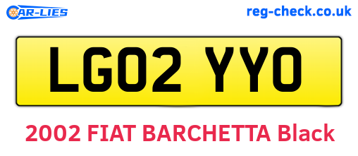 LG02YYO are the vehicle registration plates.