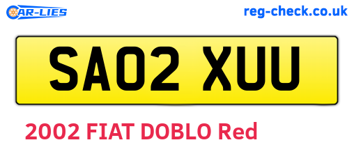 SA02XUU are the vehicle registration plates.