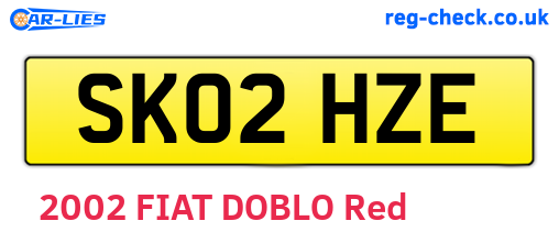 SK02HZE are the vehicle registration plates.