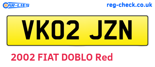 VK02JZN are the vehicle registration plates.