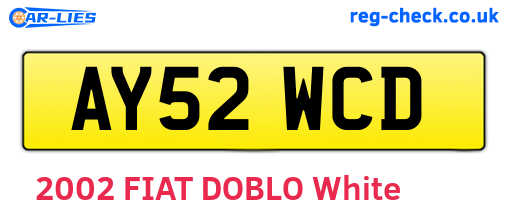 AY52WCD are the vehicle registration plates.