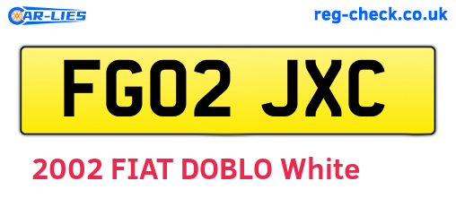 FG02JXC are the vehicle registration plates.