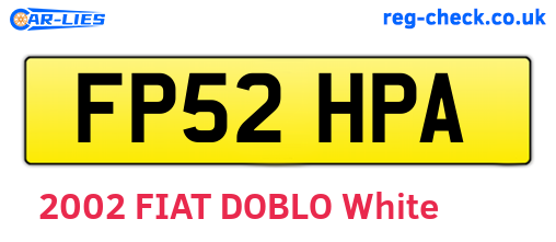 FP52HPA are the vehicle registration plates.