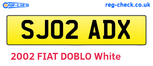 SJ02ADX are the vehicle registration plates.