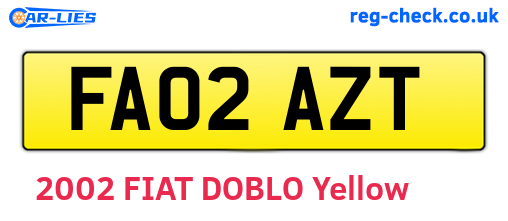 FA02AZT are the vehicle registration plates.