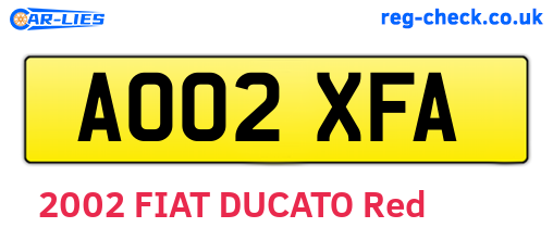AO02XFA are the vehicle registration plates.