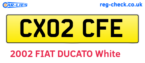 CX02CFE are the vehicle registration plates.