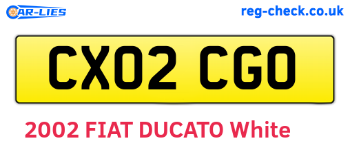 CX02CGO are the vehicle registration plates.