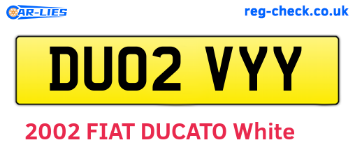 DU02VYY are the vehicle registration plates.