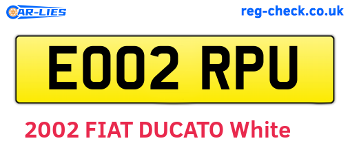 EO02RPU are the vehicle registration plates.