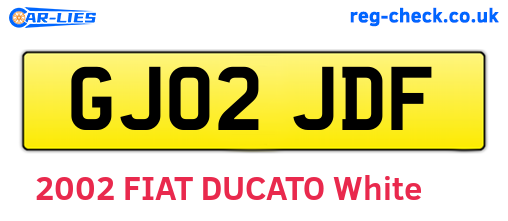 GJ02JDF are the vehicle registration plates.