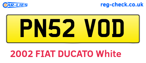 PN52VOD are the vehicle registration plates.