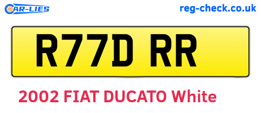 R77DRR are the vehicle registration plates.