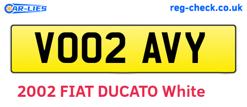 VO02AVY are the vehicle registration plates.
