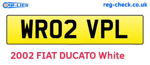 WR02VPL are the vehicle registration plates.