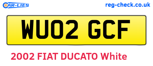 WU02GCF are the vehicle registration plates.