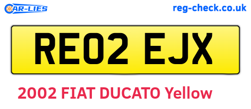 RE02EJX are the vehicle registration plates.