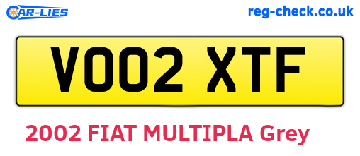 VO02XTF are the vehicle registration plates.