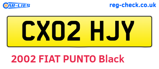 CX02HJY are the vehicle registration plates.