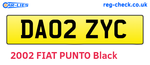 DA02ZYC are the vehicle registration plates.