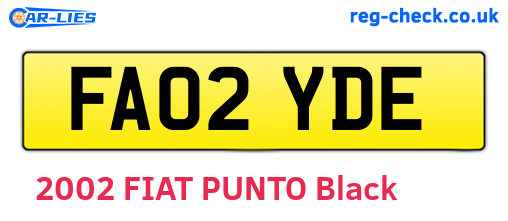 FA02YDE are the vehicle registration plates.