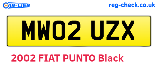 MW02UZX are the vehicle registration plates.