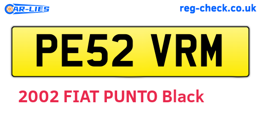 PE52VRM are the vehicle registration plates.