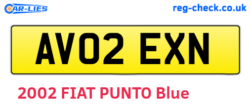AV02EXN are the vehicle registration plates.