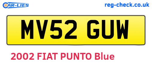 MV52GUW are the vehicle registration plates.