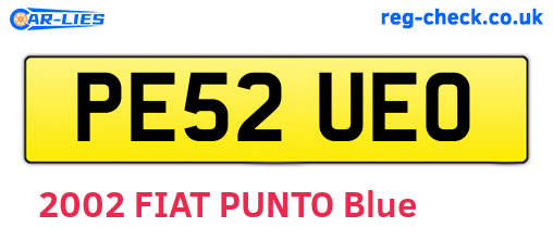 PE52UEO are the vehicle registration plates.