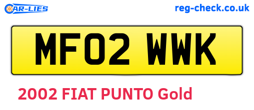 MF02WWK are the vehicle registration plates.