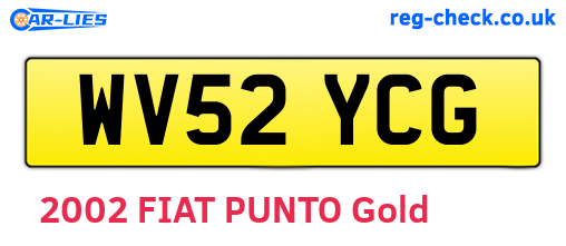 WV52YCG are the vehicle registration plates.