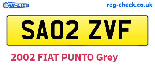 SA02ZVF are the vehicle registration plates.