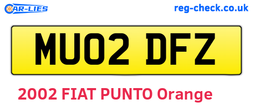 MU02DFZ are the vehicle registration plates.