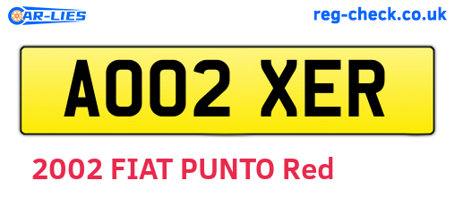 AO02XER are the vehicle registration plates.