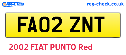 FA02ZNT are the vehicle registration plates.