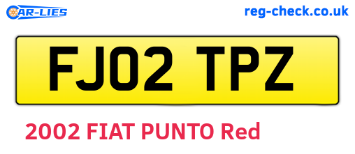 FJ02TPZ are the vehicle registration plates.