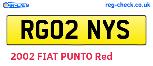 RG02NYS are the vehicle registration plates.