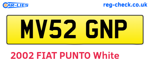 MV52GNP are the vehicle registration plates.