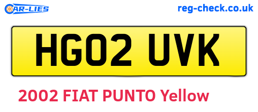 HG02UVK are the vehicle registration plates.