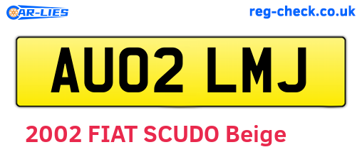 AU02LMJ are the vehicle registration plates.
