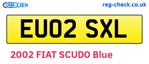 EU02SXL are the vehicle registration plates.