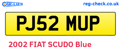 PJ52MUP are the vehicle registration plates.