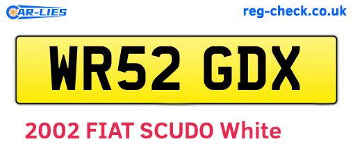 WR52GDX are the vehicle registration plates.