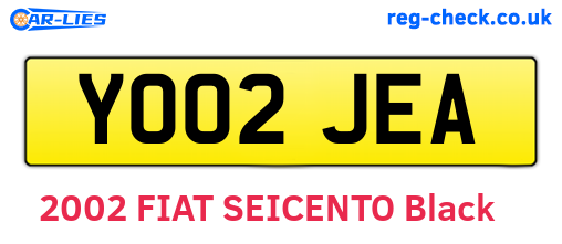 YO02JEA are the vehicle registration plates.