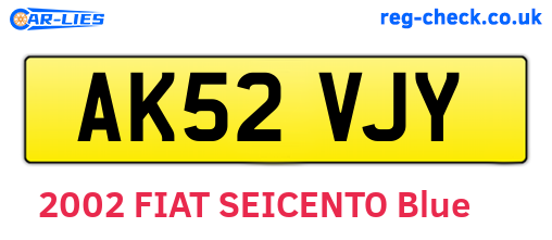 AK52VJY are the vehicle registration plates.