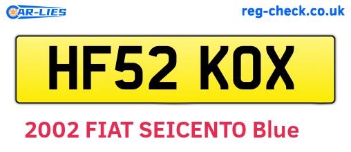 HF52KOX are the vehicle registration plates.