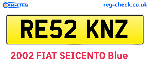 RE52KNZ are the vehicle registration plates.