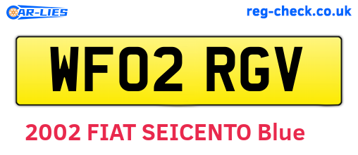 WF02RGV are the vehicle registration plates.