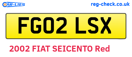 FG02LSX are the vehicle registration plates.